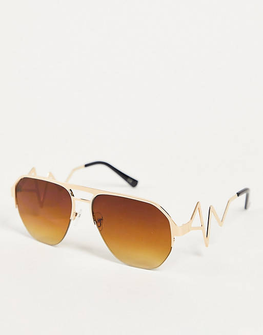 Jeepers Peepers - Guldfarvede solbriller med steldetaljer