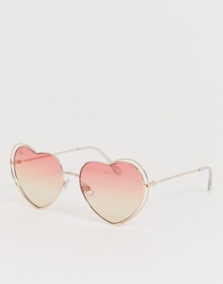 Jeepers Peepers - Hartvormige zonnebril in ros'egoud