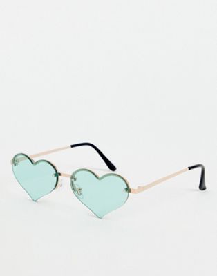 Jeepers Peepers heart rimless sunglasses in green