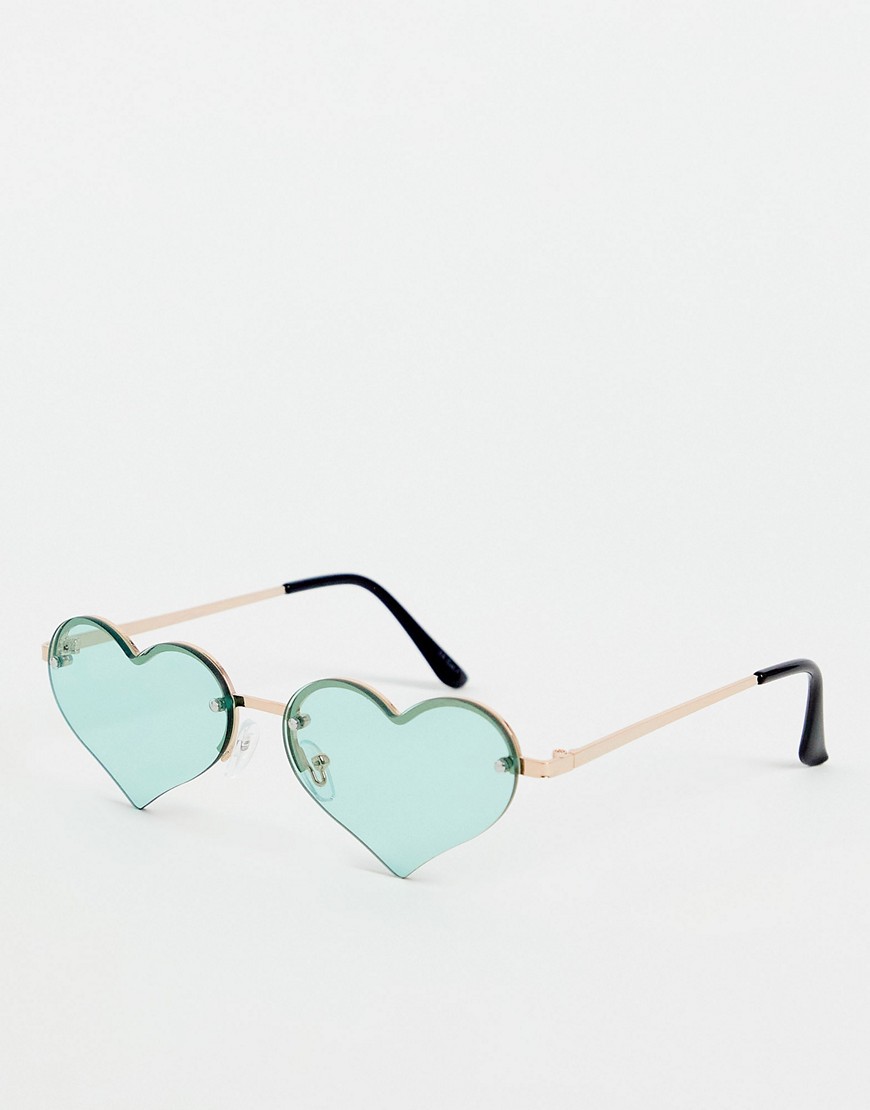 heart rimless sunglasses in green