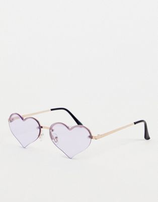 Jeepers Peepers festival heart rimless sunglasses in purple
