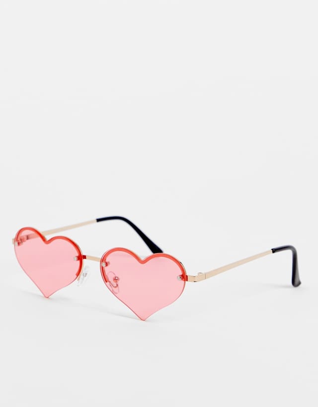 Jeepers Peepers heart rimless sunglasses in red