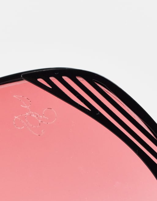 Jeepers Peepers hex shape sunglasses in black and pink, 3 of 4