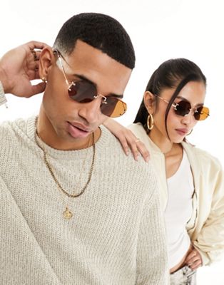 Jeepers Peepers hexagonal sunglasses in brown - ASOS Price Checker