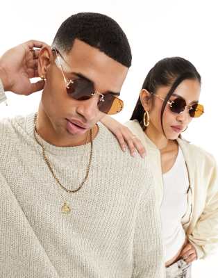 Jeepers Peepers hexagonal sunglasses in brown - ASOS Price Checker