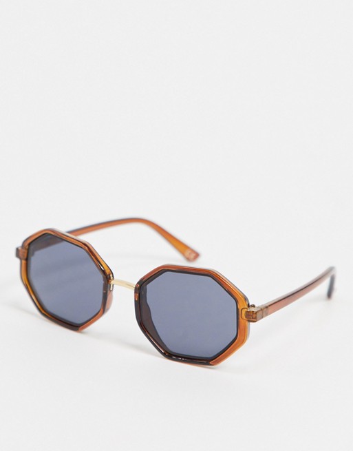 Jeepers Peepers hexagonal sunglasses in brown