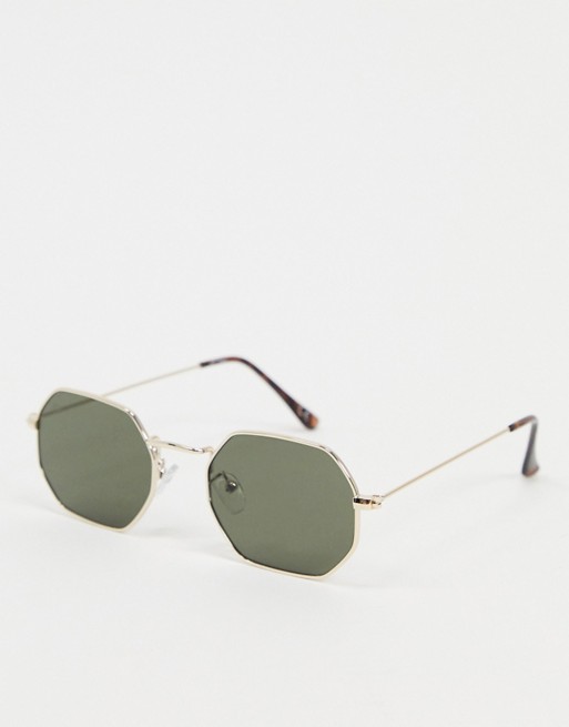 Jeepers Peepers hexagonal sunglasses in gold
