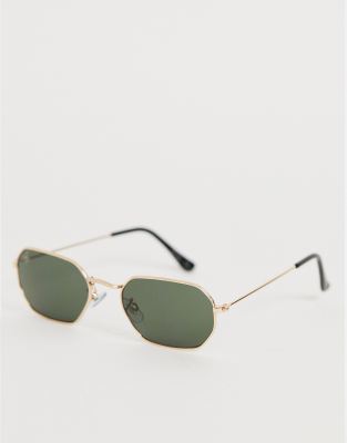 jeepers peepers hexagonal sunglasses in gold