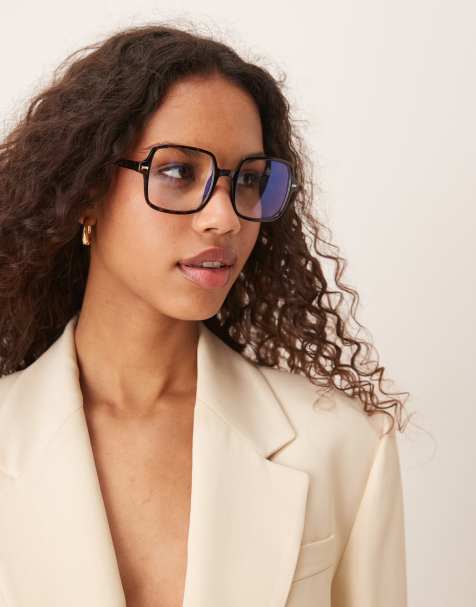Jeepers Peepers large square blue light glasses in tortoiseshell - view 1