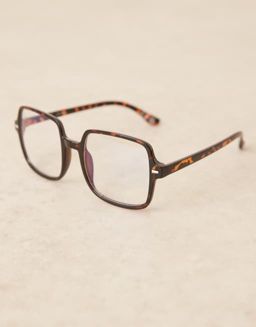 Jeepers Peepers large square blue light glasses in tortoiseshell, 3 of 3