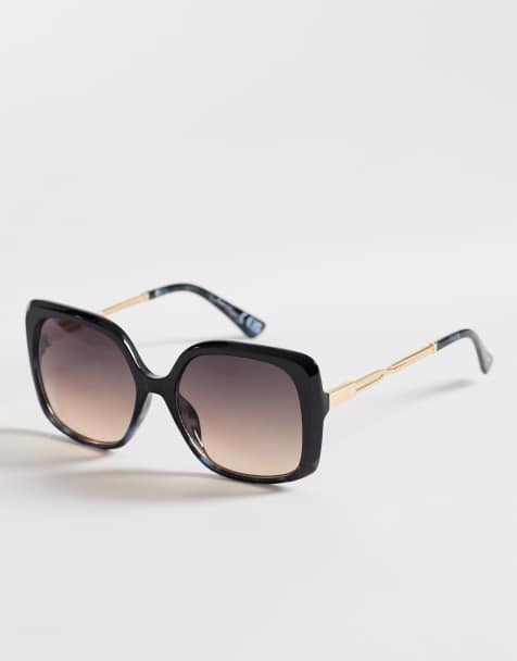 Jeepers Peepers large square sunglasses in black with brown gradient lens - view 1
