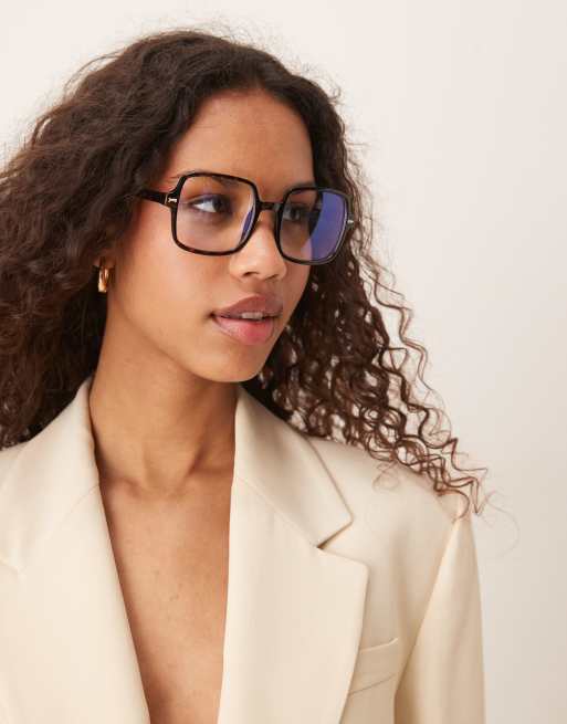 Jeepers Peepers - Lunettes carrées oversize anti-lumière bleue - Écaille de tortue