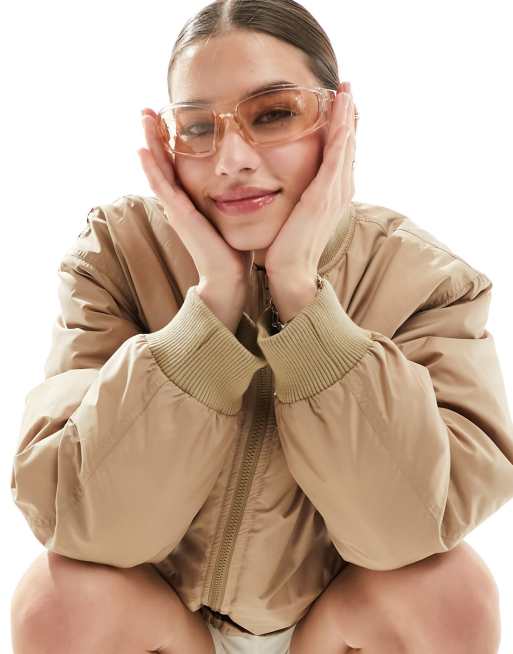 Jeepers Peepers - Lunettes de soleil à monture enveloppante - Fauve transparent