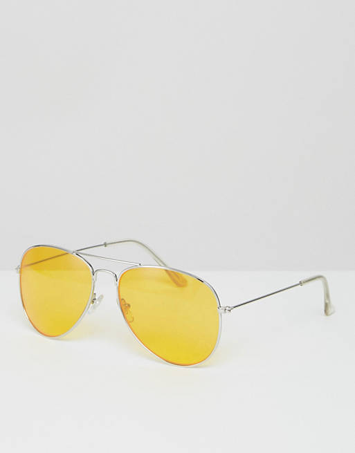 Jeepers Peepers - Lunettes de soleil aviateur avec verres teintés jaunes