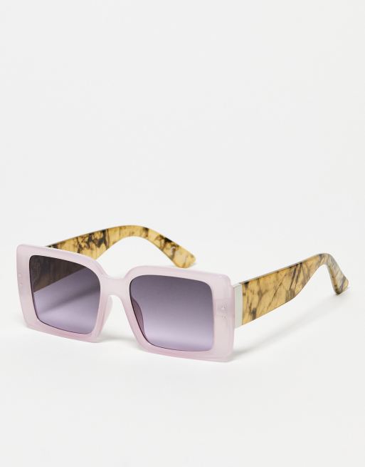 Jeepers Peepers - Lunettes de soleil carrées style festival avec côtés contrastants - Lilas