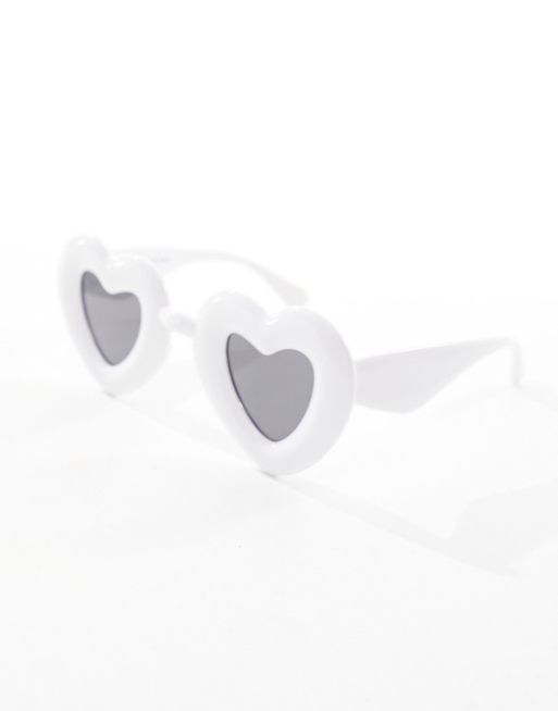 Jeepers Peepers - Lunettes de soleil cœur chunky - Blanc, 3 de 4