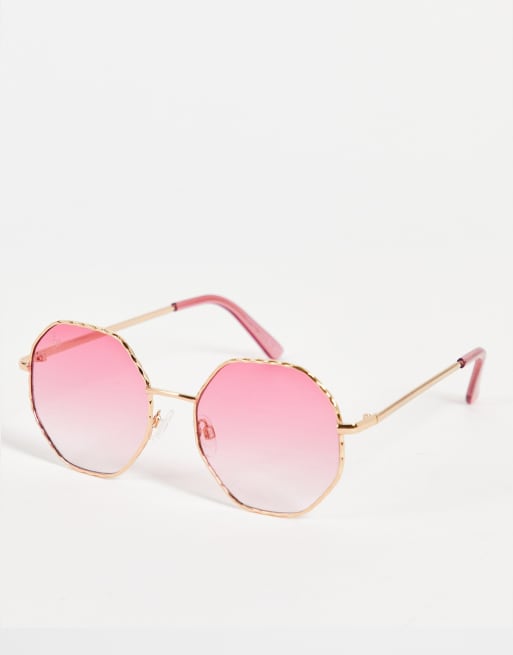 Jeepers Peepers - Lunettes de soleil hexagonales à monture détaillée - Rose