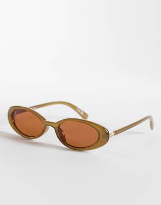 Jeepers Peepers - Lunettes de soleil ovales avec verres marron - Vert
