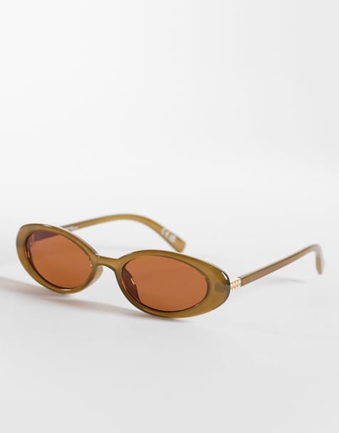 Jeepers Peepers - Lunettes de soleil ovales avec verres marron - Vert - view 1