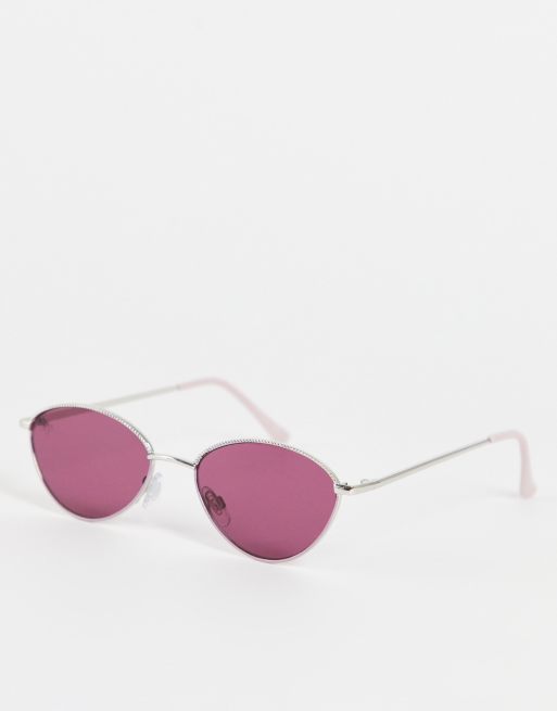 Jeepers Peepers - Lunettes de soleil ovales fines - Rouge