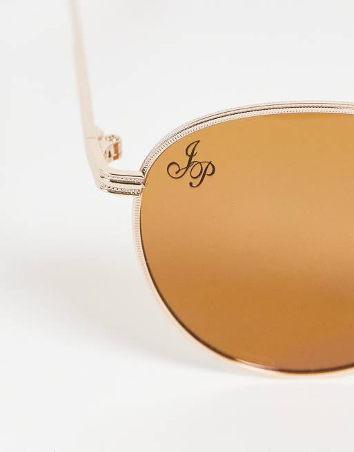 Jeepers Peepers - Lunettes de soleil rondes classiques - Marron et doré, 2 de 4
