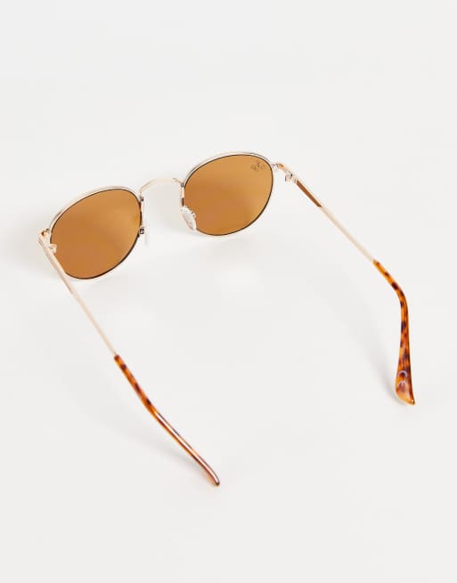 Jeepers Peepers - Lunettes de soleil rondes classiques - Marron et doré, 3 de 4
