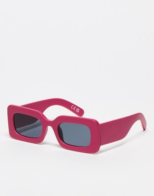 Jeepers Peepers matte rectangle festival sunglasses in pink - ASOS Price Checker