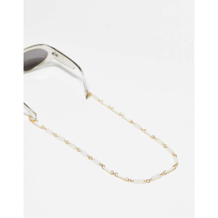 Jeepers Peepers marble sunglasses chain in gold white ASOS