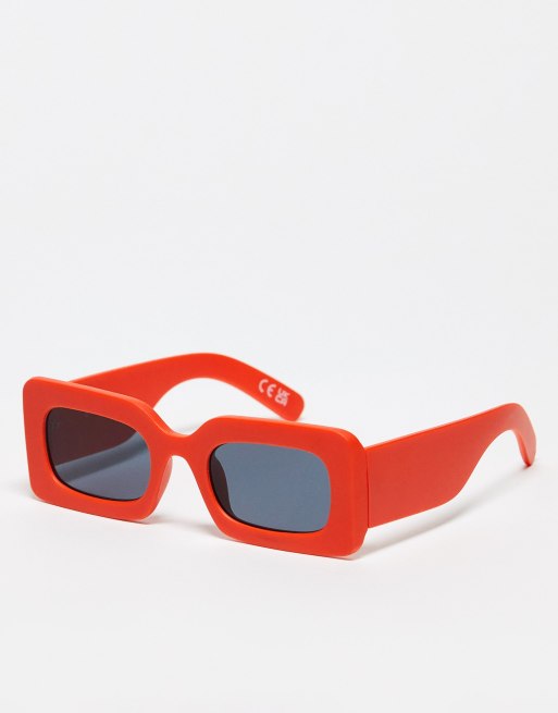 Jeepers Peepers matte rectangle festival sunglasses in red ASOS