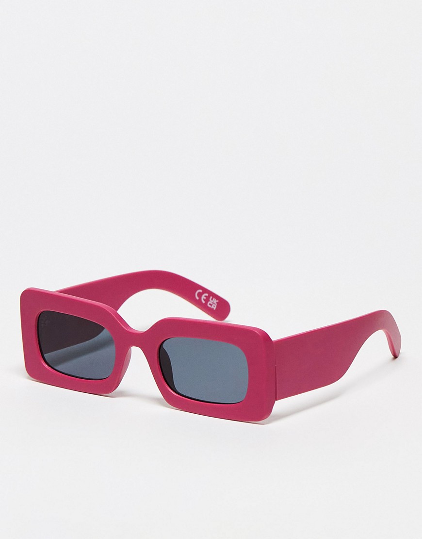 Jeepers Peepers matte rectangle sunglasses in pink