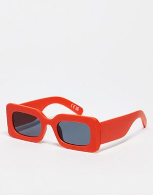 Jeepers Peepers matte rectangle sunglasses in red - ASOS Price Checker