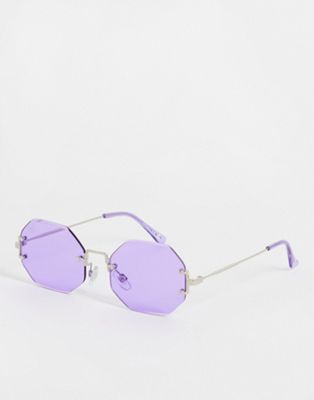 Jeepers Peepers metal hex sunglasses in purple