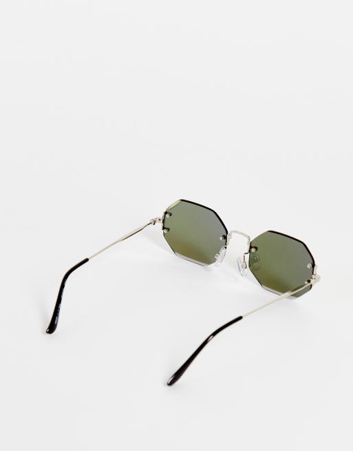 Jeepers Peepers metal hex sunglasses in silver mirror, 2 of 4