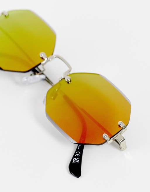 Jeepers Peepers metal hex sunglasses in silver mirror, 4 of 4