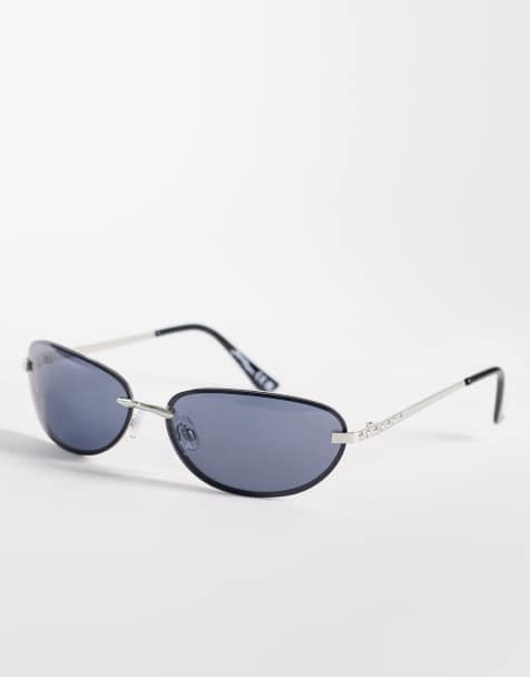 Jeepers Peepers metal wraparound sunglasses in black - view 1