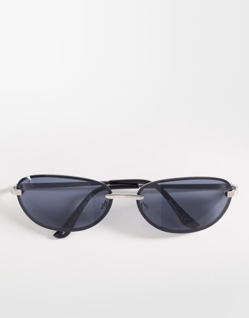 Jeepers Peepers metal wraparound sunglasses in black , 3 of 3