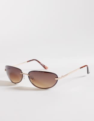 Jeepers Peepers Metal Wraparound Sunglasses In Brown