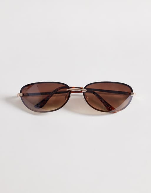 Jeepers Peepers metal wraparound sunglasses in brown, 3 of 3