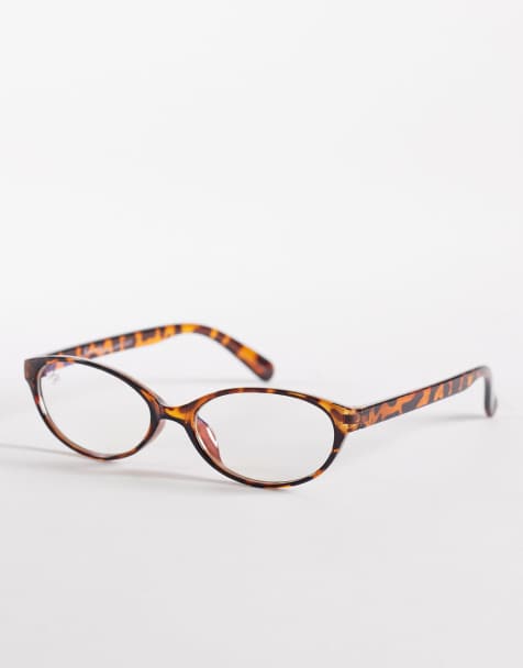 Jeepers Peepers narrow clear lens blue light glasses in tort - view 1