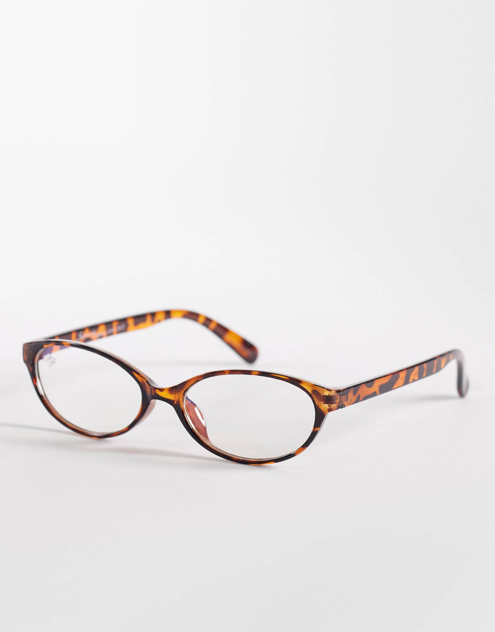 jeepers peepers narrow clear lens blue light glasses in tort