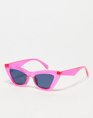 Jeepers Peepers neon cat eye sunglasses in pink - ASOS Price Checker