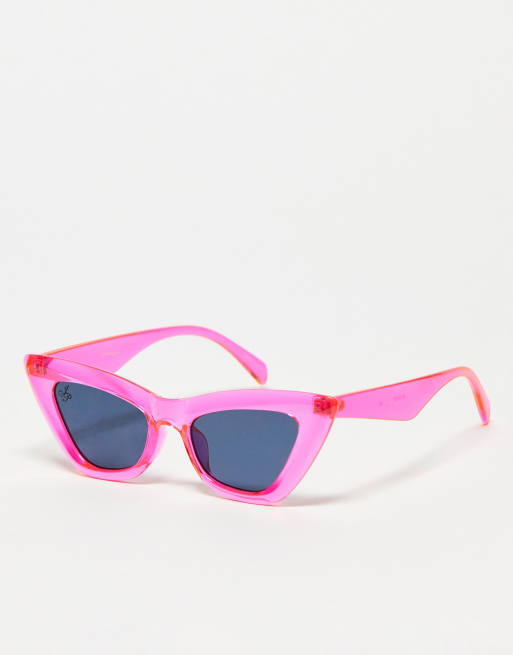 Jeepers Peepers - Neon cat eye zonnebril in roze
