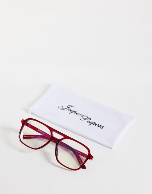 Jeepers Peepers occhiali da aviatore con lenti trasparenti bordeaux, 3 di 3