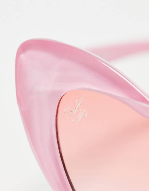 Jeepers Peepers - Occhiali da sole a cuore oversize rosa da festival, 4 di 4