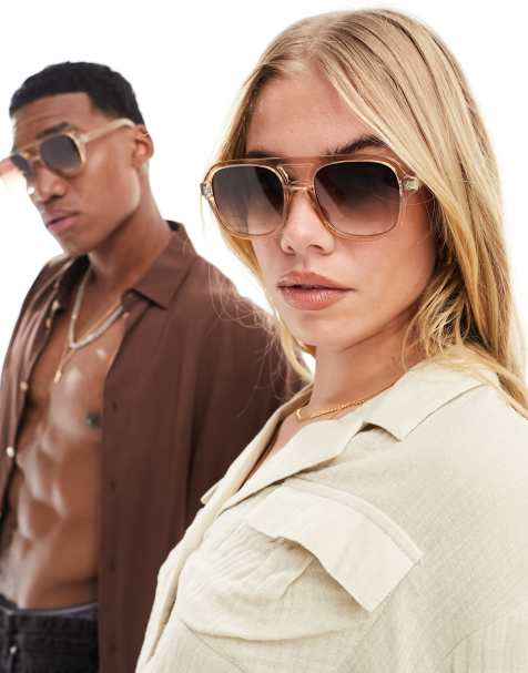 Jeepers Peepers - Occhiali da sole aviatore beige trasparenti - view 1