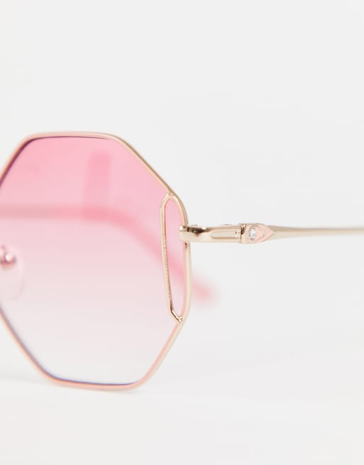 Jeepers Peepers Occhiali da sole esagonali rosa ASOS