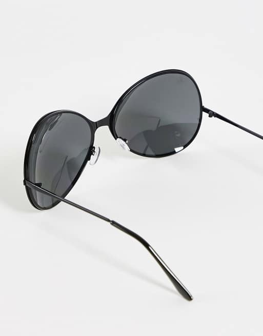 Jeepers Peepers - Occhiali da sole oversize rotondi da donna neri, 2 di 4