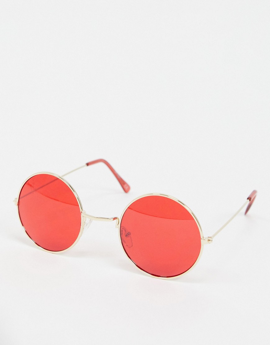 Jeepers Peepers - Occhiali da sole rotondi con lenti rosse-Rosso