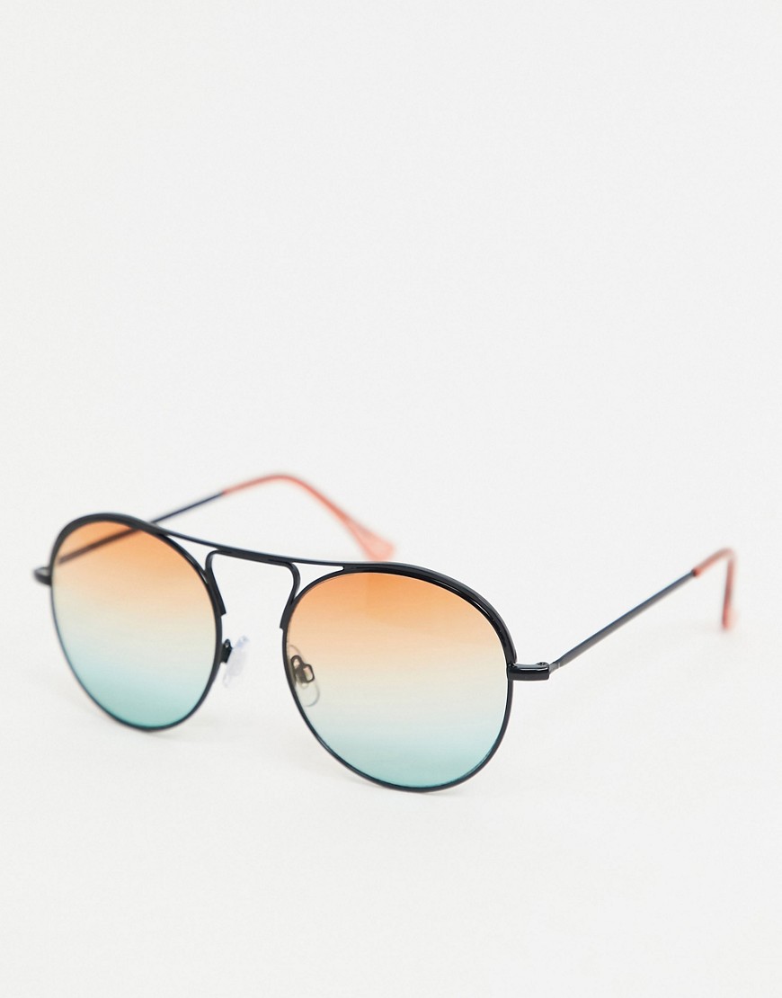 Jeepers Peepers - Occhiali da sole rotondi con lenti sfumate blu e arancioni-Nero