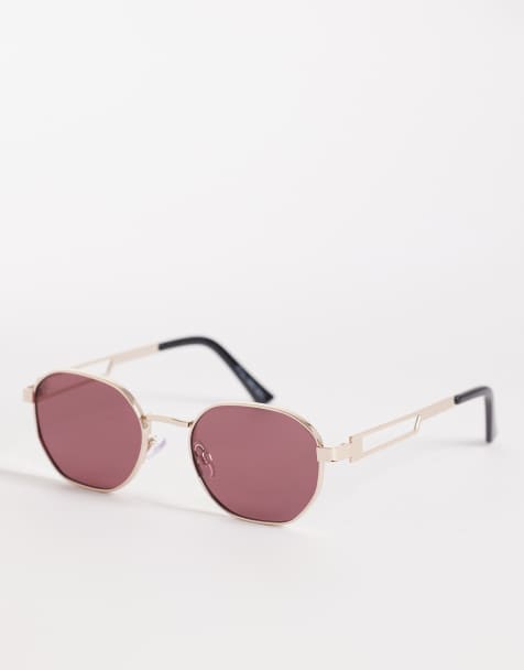 Jeepers Peepers - Occhiali da sole rotondi in metallo dorati con lenti rosa - view 1